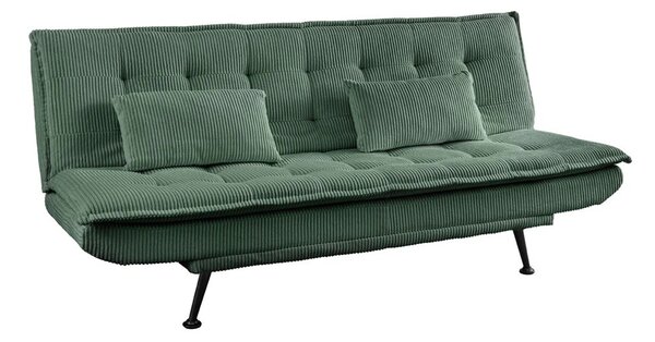 Estila Moderná rozkladacia trojmiestna sedačka Manchester v zelenej farbe s menčestrovým poťahom s dvomi vankúšmi 190 cm