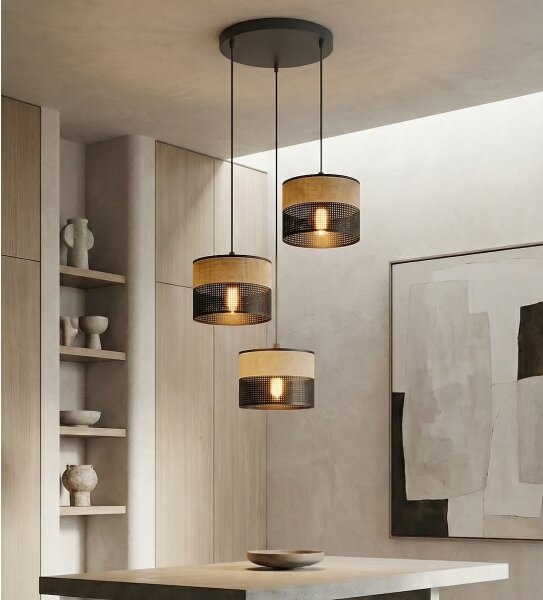 Luster na lanku KARBON 3xE27/15W/230V čierna/hnedá