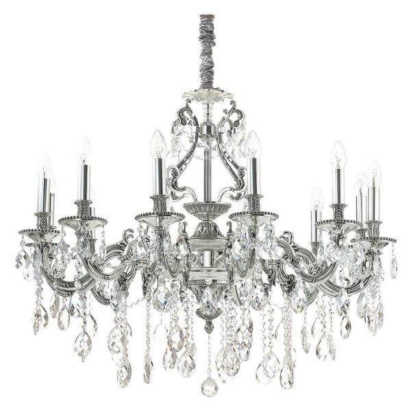 Ideal Lux-Krištáľový luster na reťazi GIOCONDA 12xE14/40W/230V pr. 90 cm strieborná