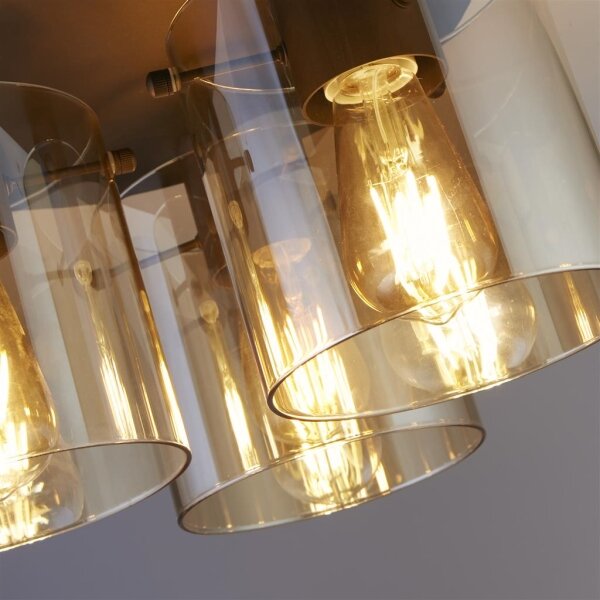 Searchlight 88911-3MO - Stropné svietidlo SWEDEN 3xE27/60W/230V priemer 39 cm hnedá/dymová