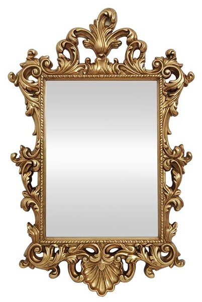 Estila Glamour barokové obdĺžnikové nástenné zrkadlo Garin so zlatým rámom s florálnym motívom 125 cm