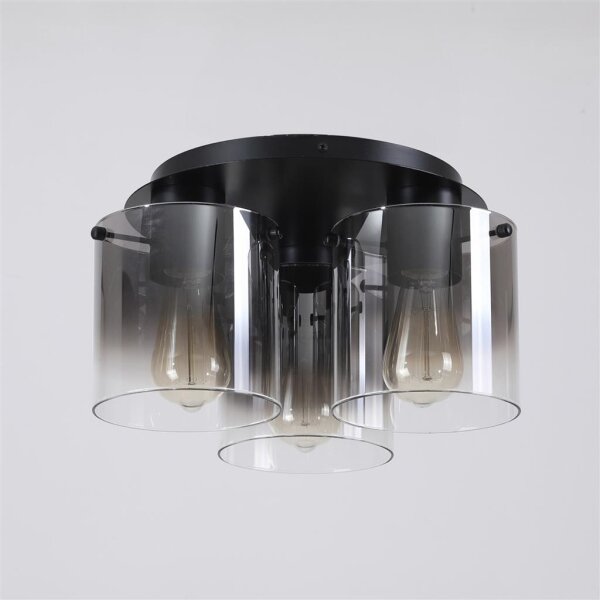 Searchlight 88911-3BK - Stropné svietidlo SWEDEN 3xE27/60W/230V priemer 39 cm čierna/dymová