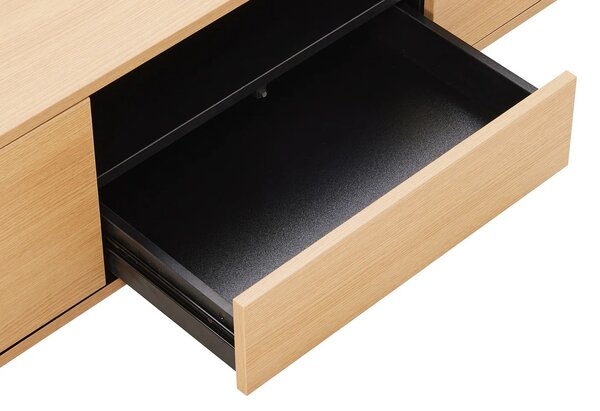Estila Moderný závesný trojdverový obdĺžnikový TV stolík Attica v hnedej farbe s dubovým vzhľadom 200 cm