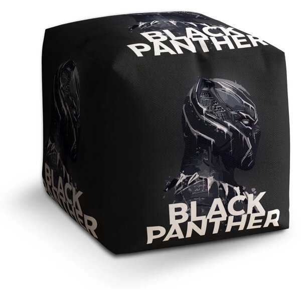 Sablio Taburet Cube BLACK PANTHER z profilu Čierny - 40x40x40 cm