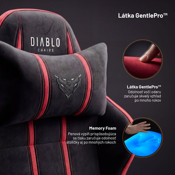 Látková herná stolička čierno-červená Diablo X-One 2.0 Bloody Mary Small
