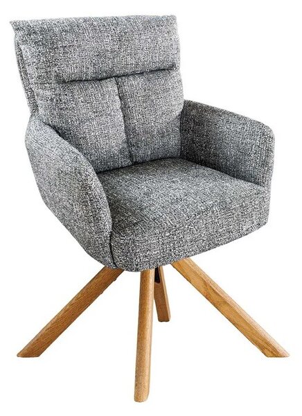 Estila Moderná otočná čalúnená zelená jedálenská stolička Dover s dubovou hnedou podnožou a ženilkovým poťahom 92 cm