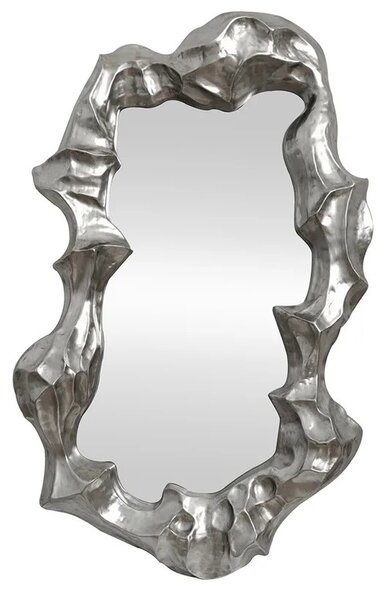 Estila Dizajnové art deco nástenné zrkadlo Inger s atypickým trojrozmerným rámom v striebornej farbe 150 cm