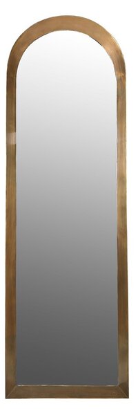 Estila Dizajnové art deco vysoké zrkadlo Jadon s vyvýšeným kovovým rámom s oblúkom v mosadznom zlatom vintage prevedení 191 cm