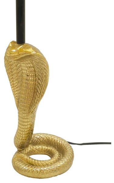 Estila Dizajnová glamour stolná lampa Tierra Glam so zlatou kovovou podstavou v tvare kobry s čiernym tienidlom 65 cm