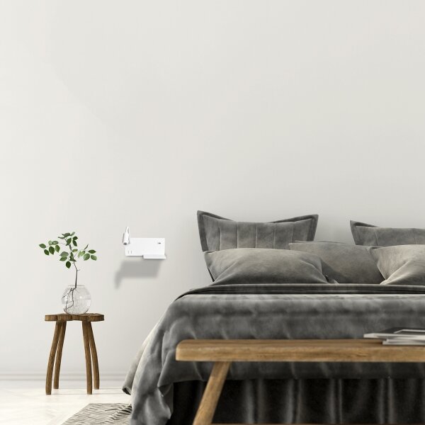 LED nástenné svietidlo SHELF LED/4W+LED/5W+LED/2W/230V + USB port biele