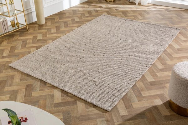 Estila Moderný vlnený koberec Oline obdĺžnikového tvaru s výrazným tkaním v béžovej farbe so sivým melírovaním 240 cm