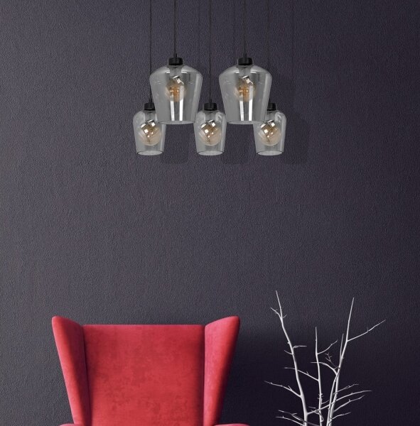 Luster na lanku SANTIAGO 5xE27/60W/230V čierna
