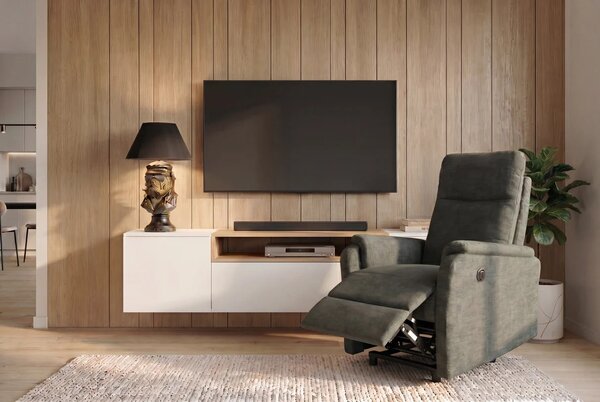 Estila Dizajnové moderné polohovateľné kino kreslo Phoenix s textilným poťahom v tmavej zelenej farbe s melírovaným efektom 75 cm