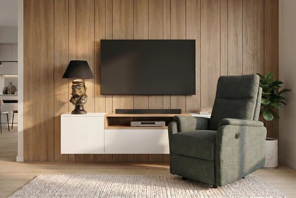 Estila Dizajnové moderné polohovateľné kino kreslo Phoenix s textilným poťahom v tmavej zelenej farbe s melírovaným efektom 75 cm