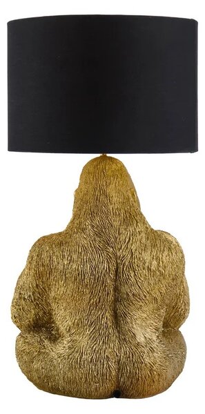 Estila Dizajnová glamour stolná lampa Tierra Glam so zlatou podstavou v podobe sochy sediacej opice s čiernym tienidlom 54 cm