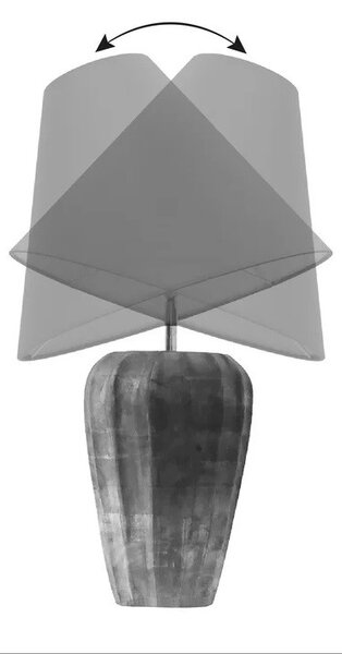Estila Art deco stolná lampa Galla s polohovateľným organzovým tienidlom a dizajnovou nohou v čiernej a striebornej farbe 35 cm