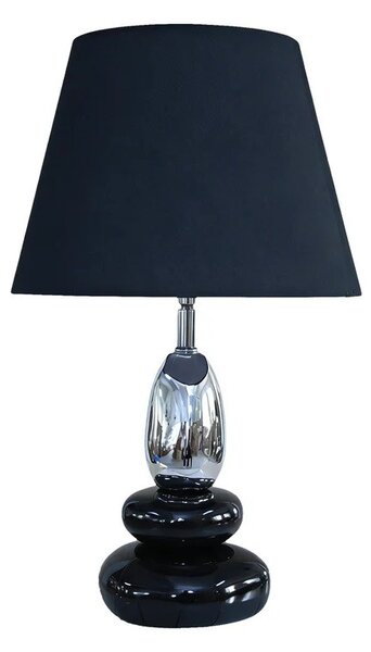 Estila Art deco moderná stolná lampa Caillou s podstavou s dizajnom okruhliakov v čiernej farbe so strieborným detailom 45 cm