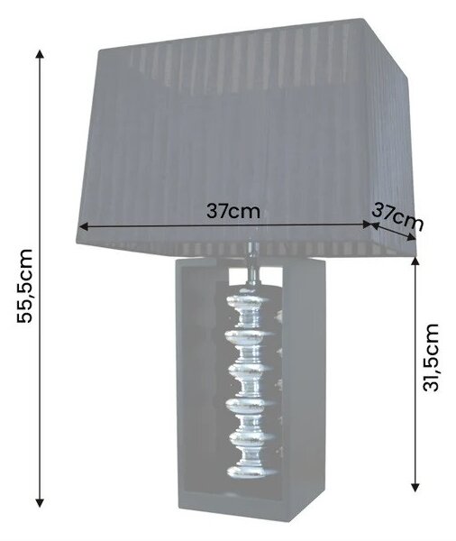 Estila Dizajnová glamour čierna stolná lampa Galla s organzovým polohovateľným tienidlom a nohou s lesklým strieborným akcentom 55 cm