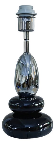 Estila Art deco moderná stolná lampa Caillou s podstavou s dizajnom okruhliakov v čiernej farbe so strieborným detailom 45 cm