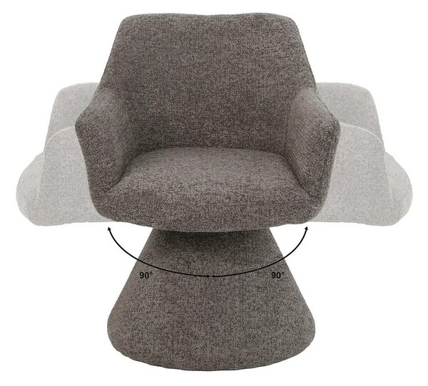 Estila Moderná art deco otočná jedálenská stolička Sonu s mohutnou nohou a celoplošným poťahom v hnedosivom odtieni taupe 62 cm