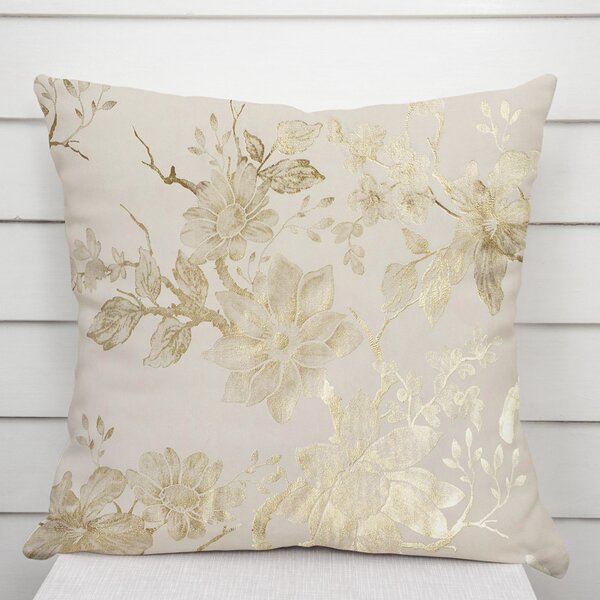 Biante Zamatová obliečka na vankúš Isabela Flower IBL-023 Zlaté kvety na krémovom 30 x 50 cm