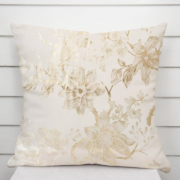 Biante Zamatová obliečka na vankúš Isabela Flower IBL-022 Zlaté kvety na smotanovom 30 x 50 cm