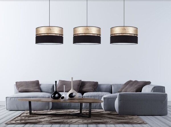 Luster na lanku LIMA 1xE27/60W/230V zlatá/čierna