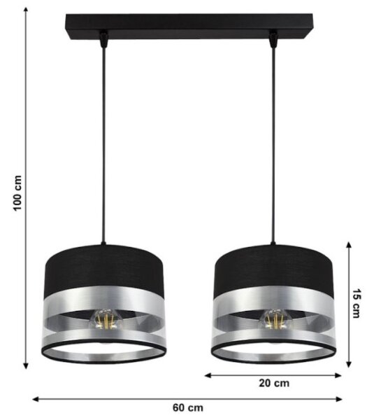 Luster na lanku MILO 2xE27/60W/230V strieborná/čierna