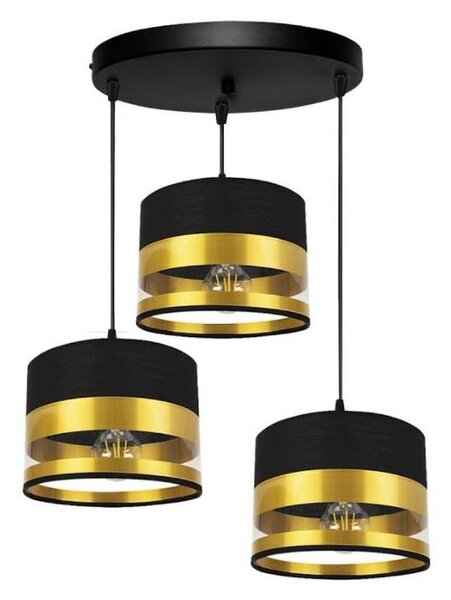 Luster na lanku MILO 3xE27/60W/230V zlatá/čierna