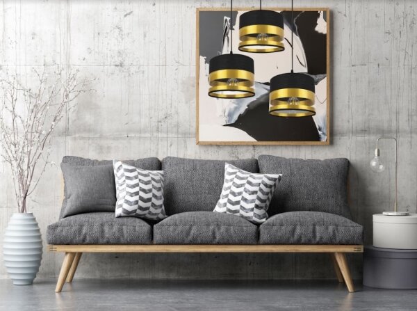 Luster na lanku MILO 3xE27/60W/230V zlatá/čierna