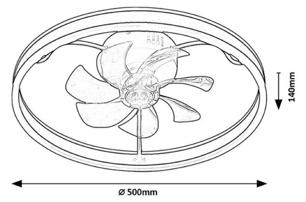 RABALUX 71337 Fanfy stropné svietidlo s ventilátorom D500mm LED 40W/2200lm 3000+4000+6000K čierna, stmievateľné, diaľkový ovládač
