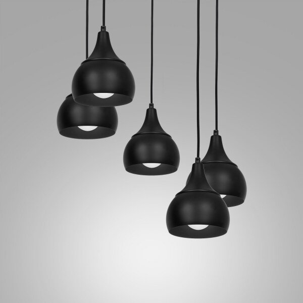 Luster na lanku AKTAN 5xE27/60W/230V čierna guľatý
