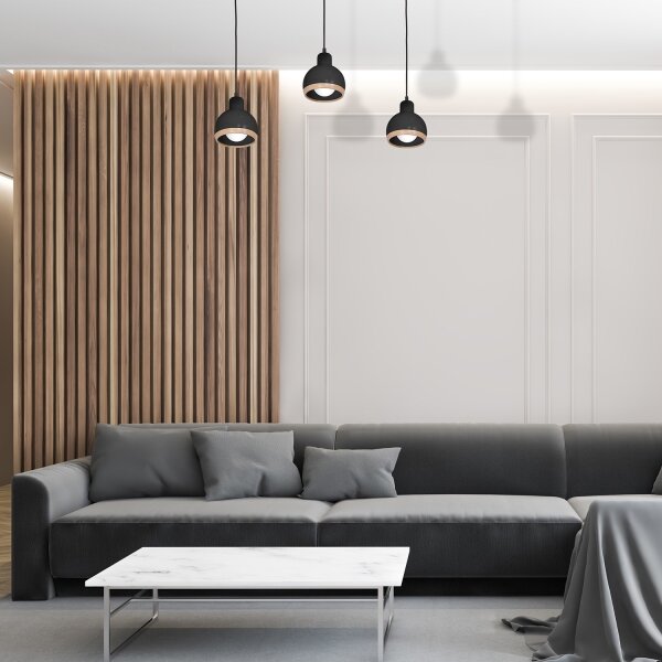 Luster na lanku OVAL 3xE27/60W/230V čierna