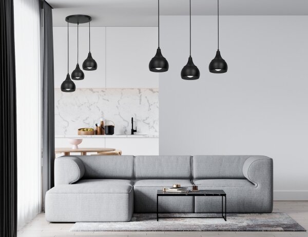 Luster na lanku AKTAN 3xE27/60W/230V čierna