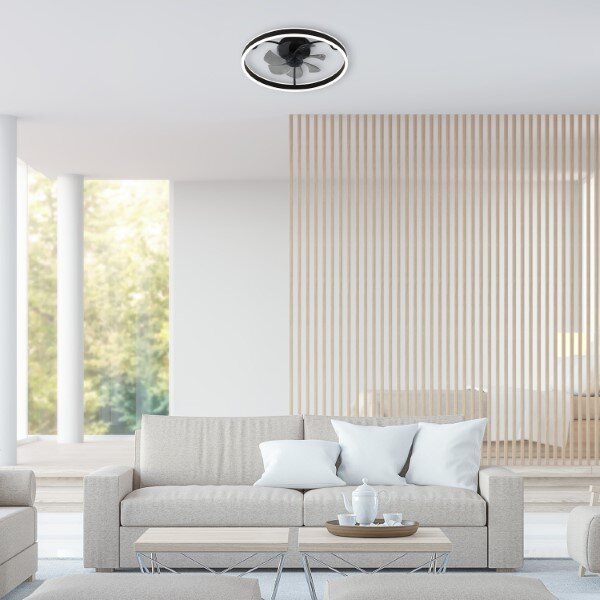 RABALUX 71337 Fanfy stropné svietidlo s ventilátorom D500mm LED 40W/2200lm 3000+4000+6000K čierna, stmievateľné, diaľkový ovládač