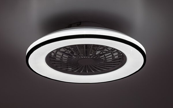 RABALUX 71331 Dalfon2 stropné svietidlo s ventilátorom D485mm LED 48W/2800lm 3000-6500K čierna, stmievateľné, diaľkový ovládač, starlight efekt