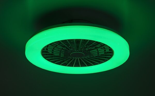 RABALUX 71333 Dalfon2 stropné svietidlo s ventilátorom D485mm LED 48W/3500lm 3000-6500K biela, stmievateľné, diaľkový ovládač, starlight efekt