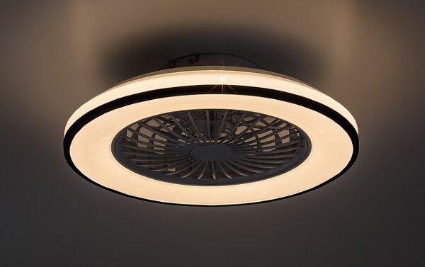 RABALUX 71331 Dalfon2 stropné svietidlo s ventilátorom D485mm LED 48W/2800lm 3000-6500K čierna, stmievateľné, diaľkový ovládač, starlight efekt