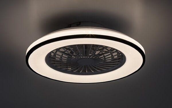 RABALUX 71331 Dalfon2 stropné svietidlo s ventilátorom D485mm LED 48W/2800lm 3000-6500K čierna, stmievateľné, diaľkový ovládač, starlight efekt