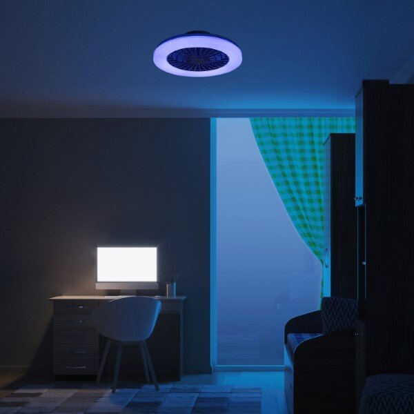 RABALUX 71333 Dalfon2 stropné svietidlo s ventilátorom D485mm LED 48W/3500lm 3000-6500K biela, stmievateľné, diaľkový ovládač, starlight efekt
