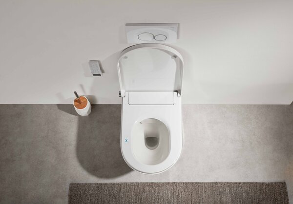 CERANO - WC závesné s integrovaným elektronickým bidetom Cronus Pro, Vortex Rimless 180° + UF sedátko - biela lesklá - 59,3x38,4 cm