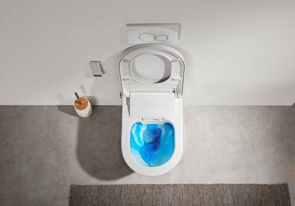 CERANO - WC závesné s integrovaným elektronickým bidetom Cronus Pro, Vortex Rimless 180° + UF sedátko - biela lesklá - 59,3x38,4 cm