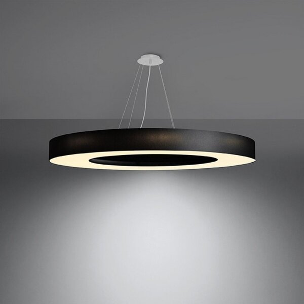 Sollux SL.0798 - Luster na lanku SATURNO SLIM 8xE27/60W/230V pr. 90 cm čierna