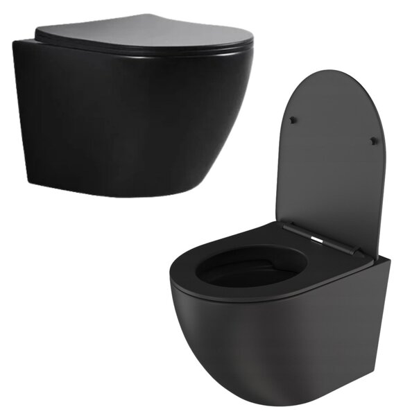 Granitan – Sada na WC – Zavesené WC – Čierna – bez splachovacieho okraja – Kúpeľňa – VIA