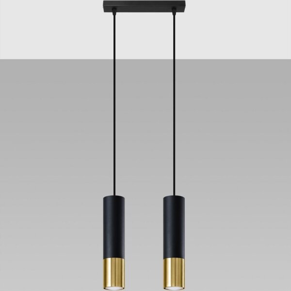 Sollux SL.0953 - Luster na lanku LOOPEZ 2xGU10/10W/230V čierna/zlatá