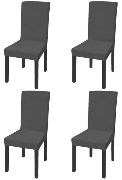 Rovný naťahovací návlek na stoličku, 4 ks, čierny
