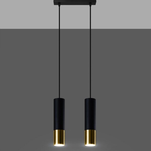 Sollux SL.0953 - Luster na lanku LOOPEZ 2xGU10/10W/230V čierna/zlatá