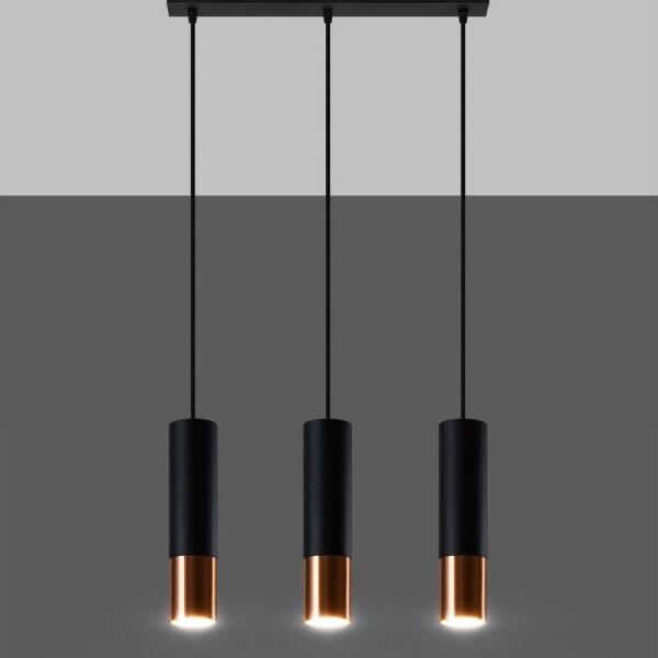 Sollux SL.0948 - Luster na lanku LOOPEZ 3xGU10/10W/230V čierna/meď