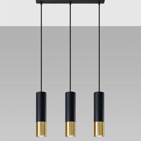 Sollux SL.0954 - Luster na lanku LOOPEZ 3xGU10/10W/230V čierna/zlatá