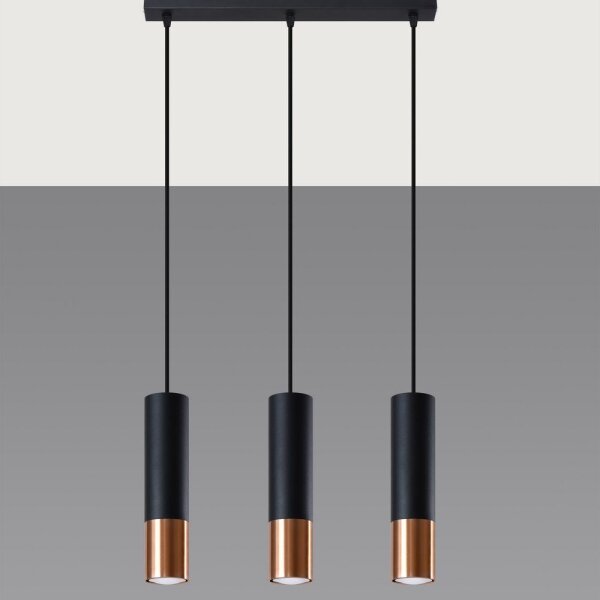 Sollux SL.0948 - Luster na lanku LOOPEZ 3xGU10/10W/230V čierna/meď